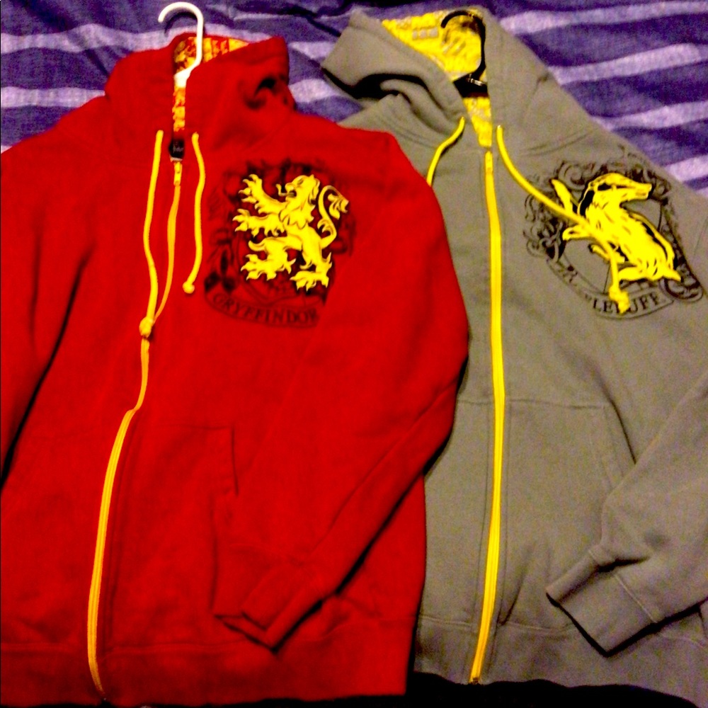 Harry Potter Gryffindor and Hufflepuff hoodies